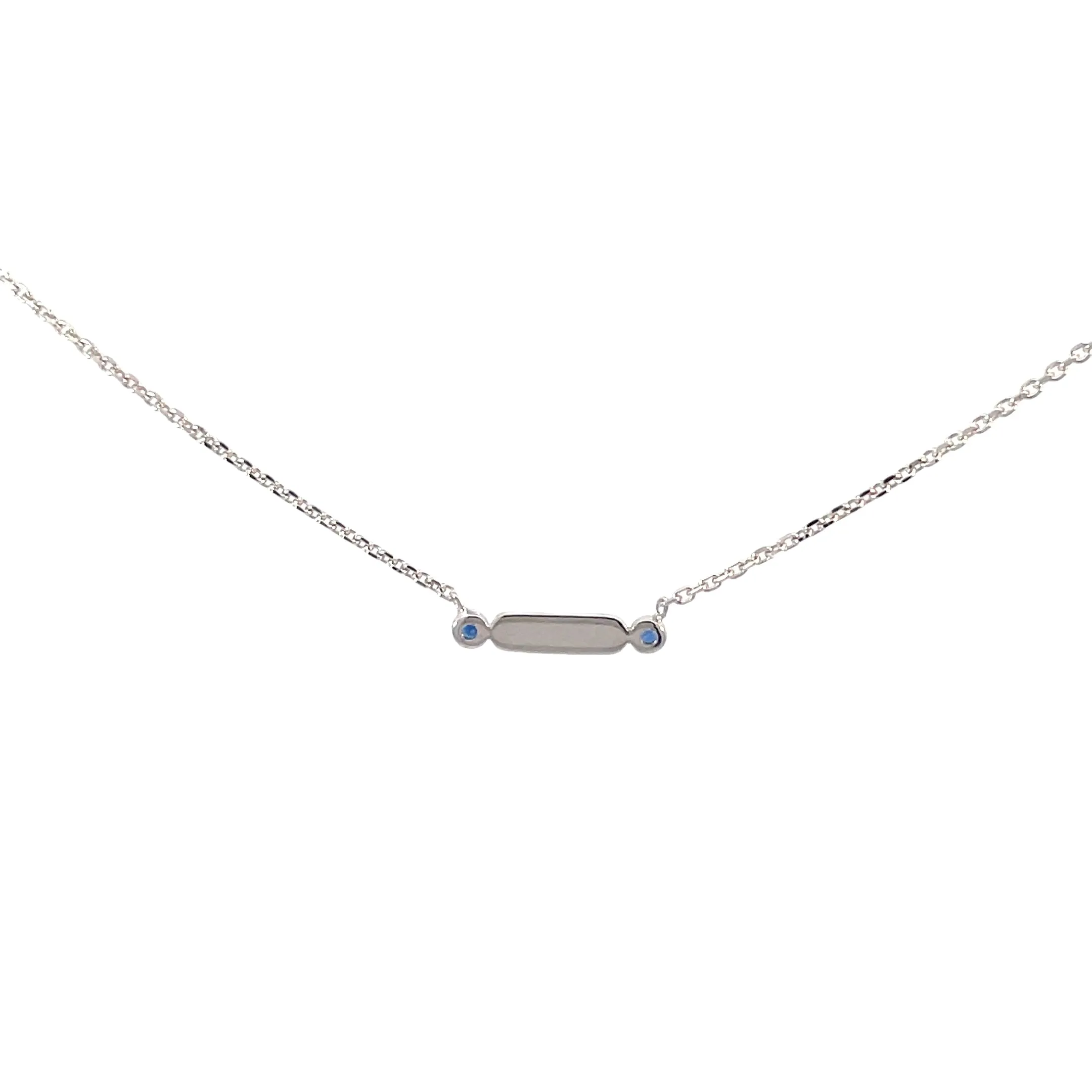 hite Gold Sapphire Bar Pendant Necklace