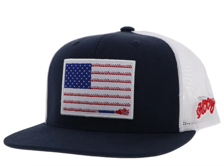 Hooey Liberty Roper Navy & White Flag Trucker Snapback Hat 2310T-NVWH