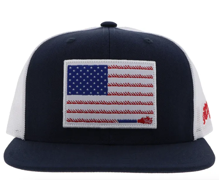 Hooey Liberty Roper Navy & White Flag Trucker Snapback Hat 2310T-NVWH