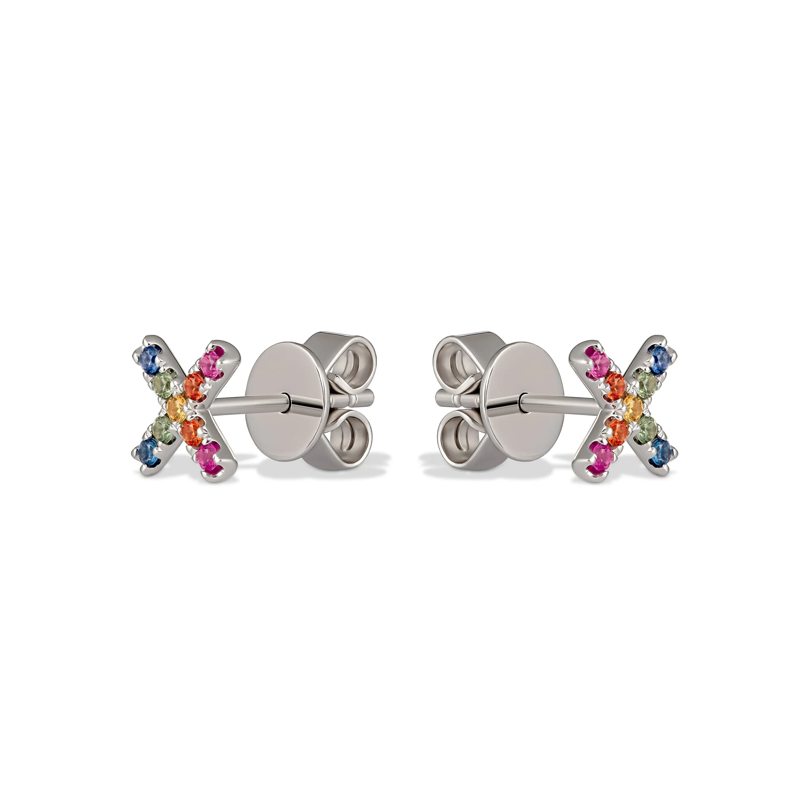 Icon Kiss Rainbow Sapphire Earrings | Yellow Gold