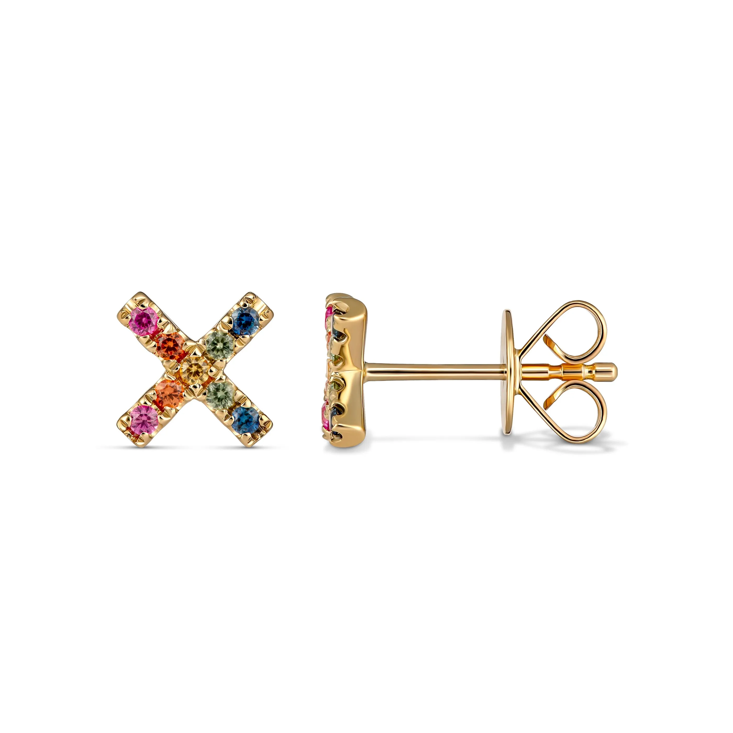 Icon Kiss Rainbow Sapphire Earrings | Yellow Gold