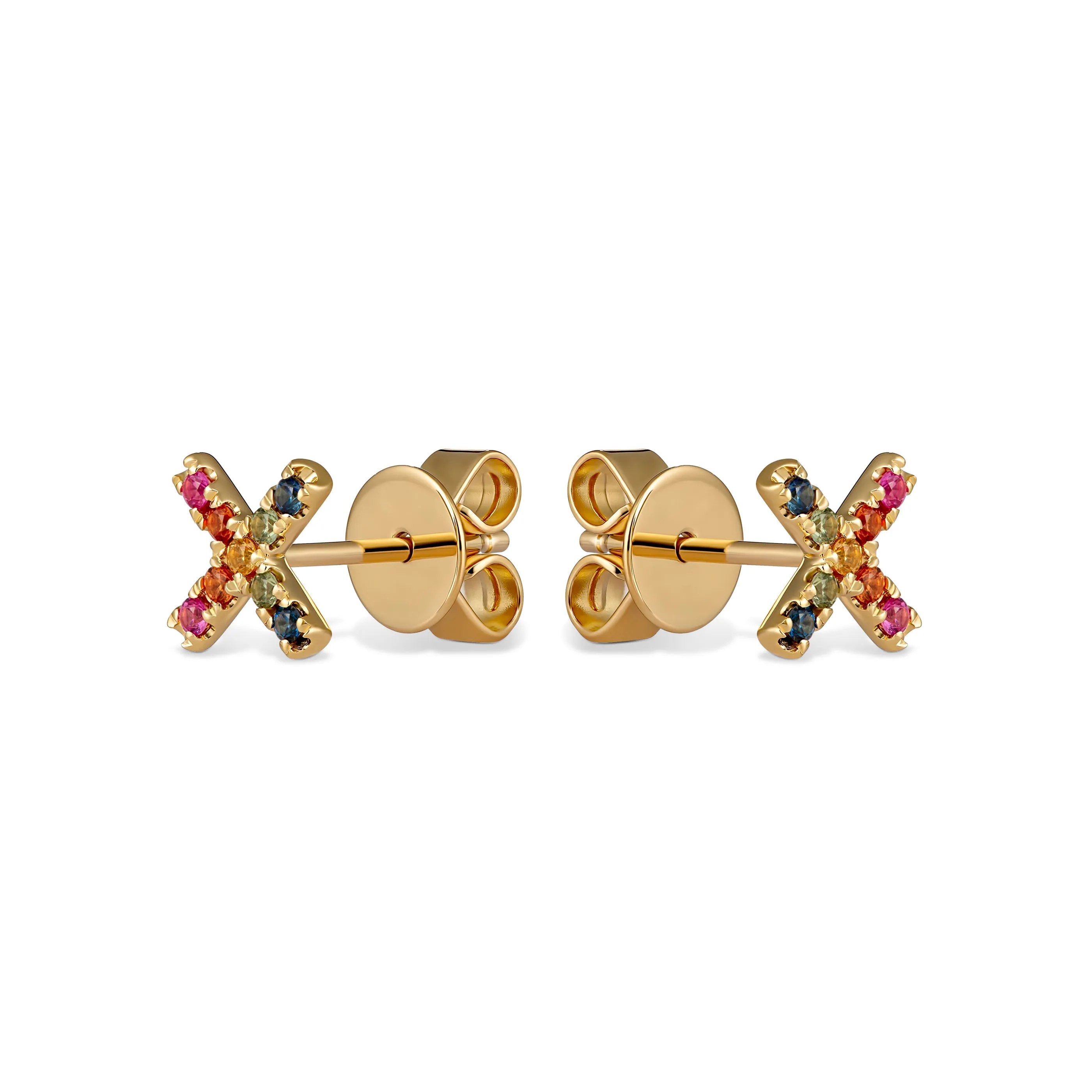 Icon Kiss Rainbow Sapphire Earrings | Yellow Gold