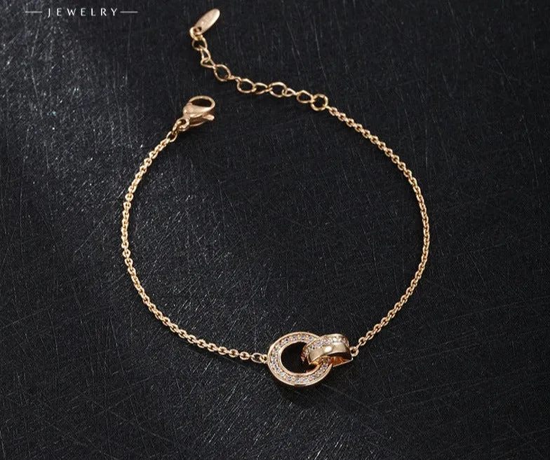 Jewelry alloy diamond European and American fashion ring bracelet high-end cool style