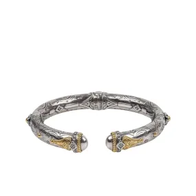 Konstantino Delos Silver and 18K Gold Etched Cuff Bracelet