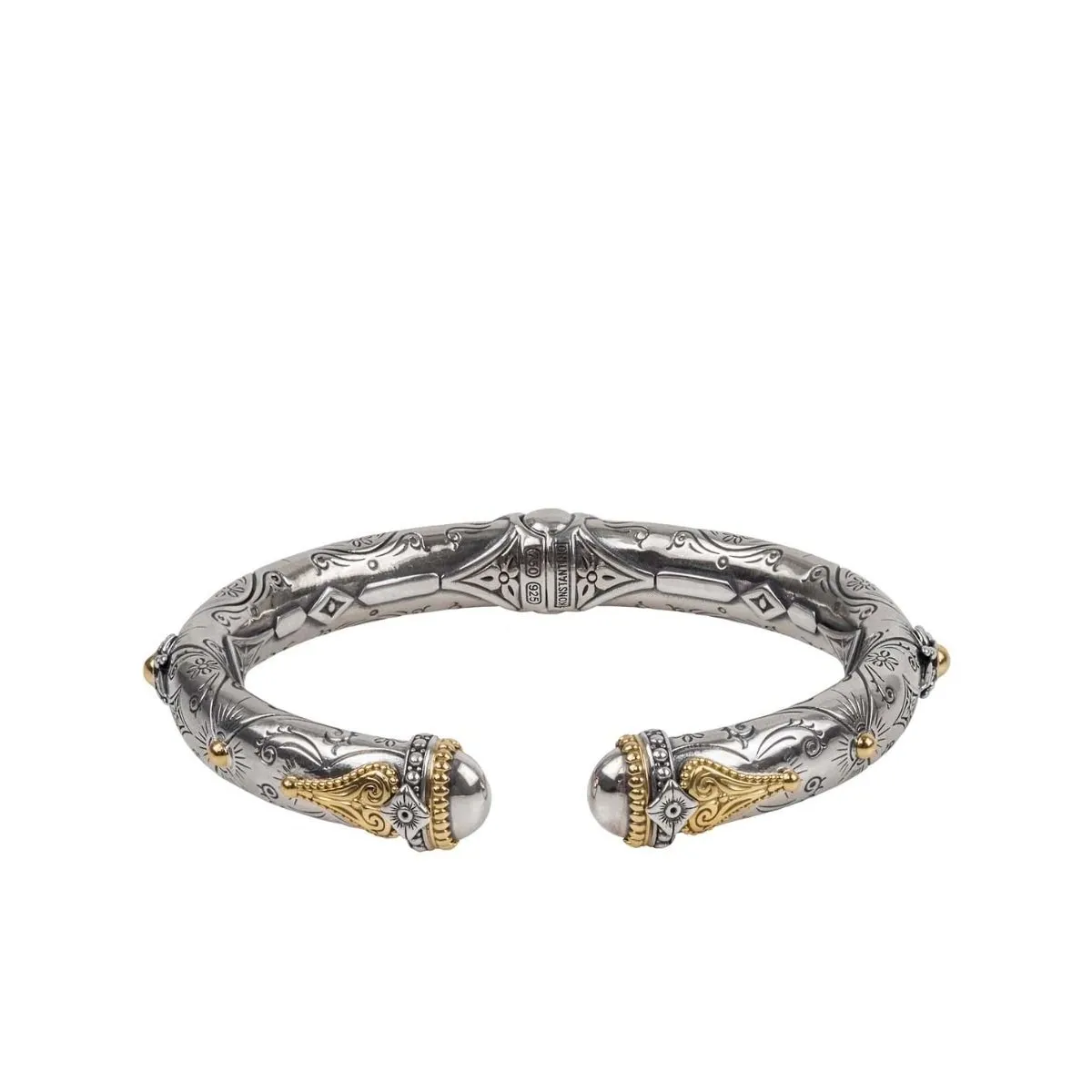 Konstantino Delos Silver and 18K Gold Etched Cuff Bracelet