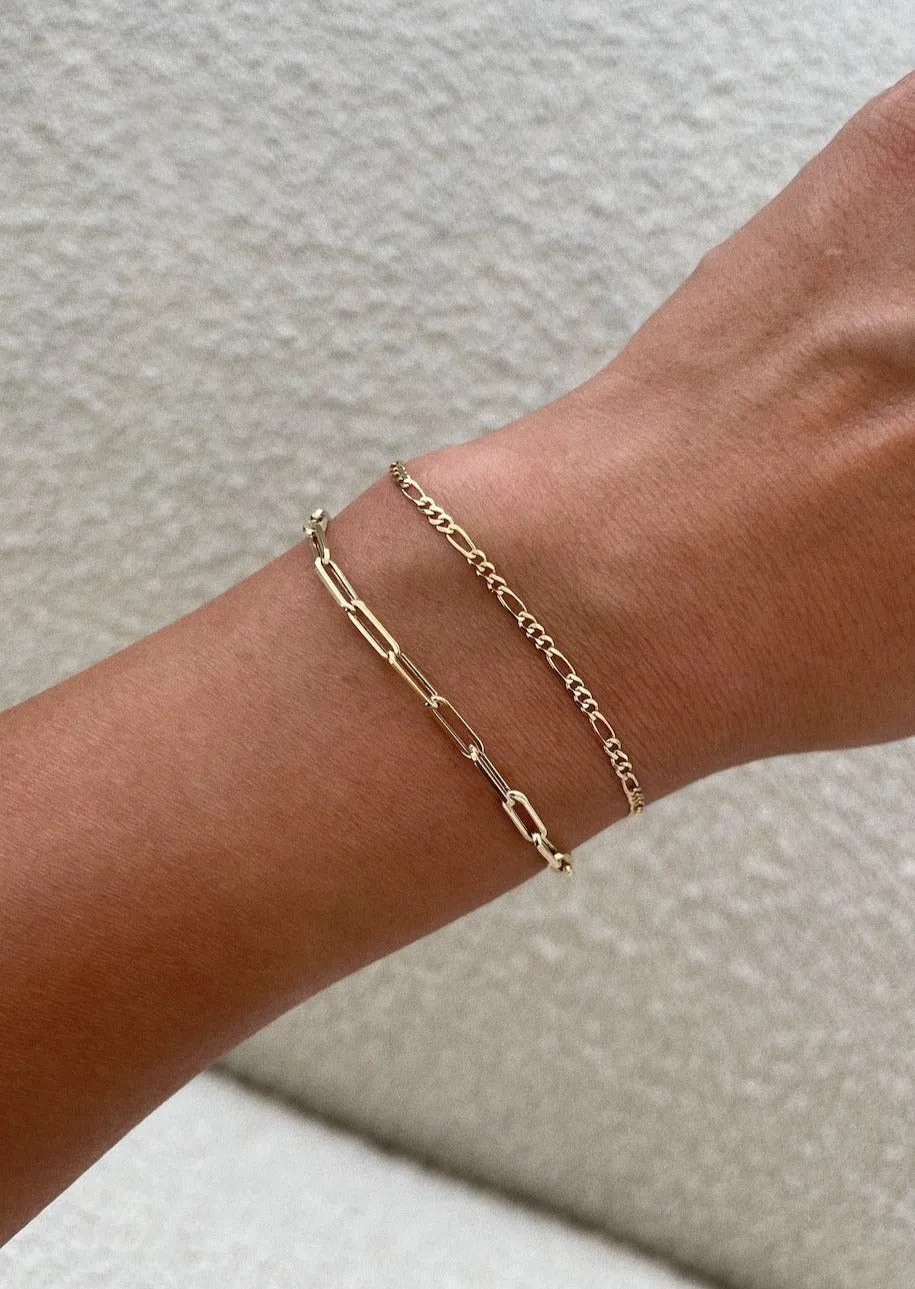 Kyle Figaro & Paperclip Link Chain Bracelet Stack