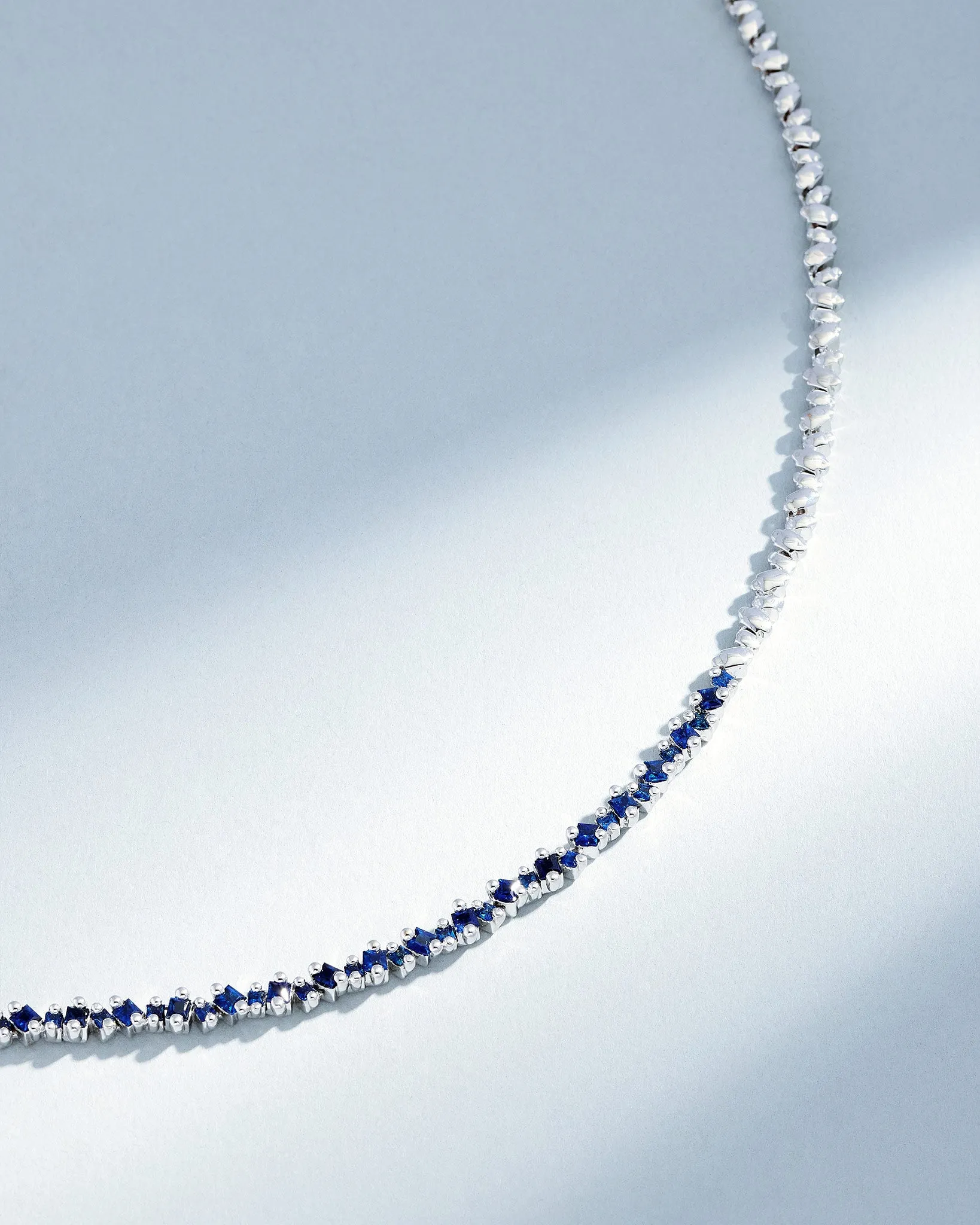 La Fantaisie Cosmic Dark Blue Sapphire Tennis Necklace