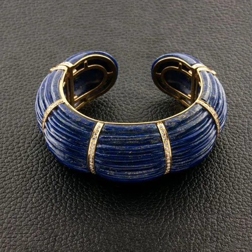 Lapis & Diamond Cuff Bracelet