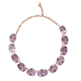 Large Crown Pink Amethyst Necklace