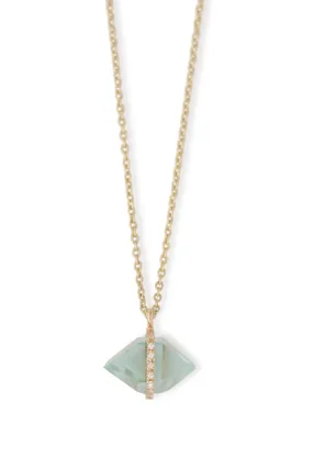 Large Micropave Bezel Wrapped Herkimer cut Aquamarine Necklace