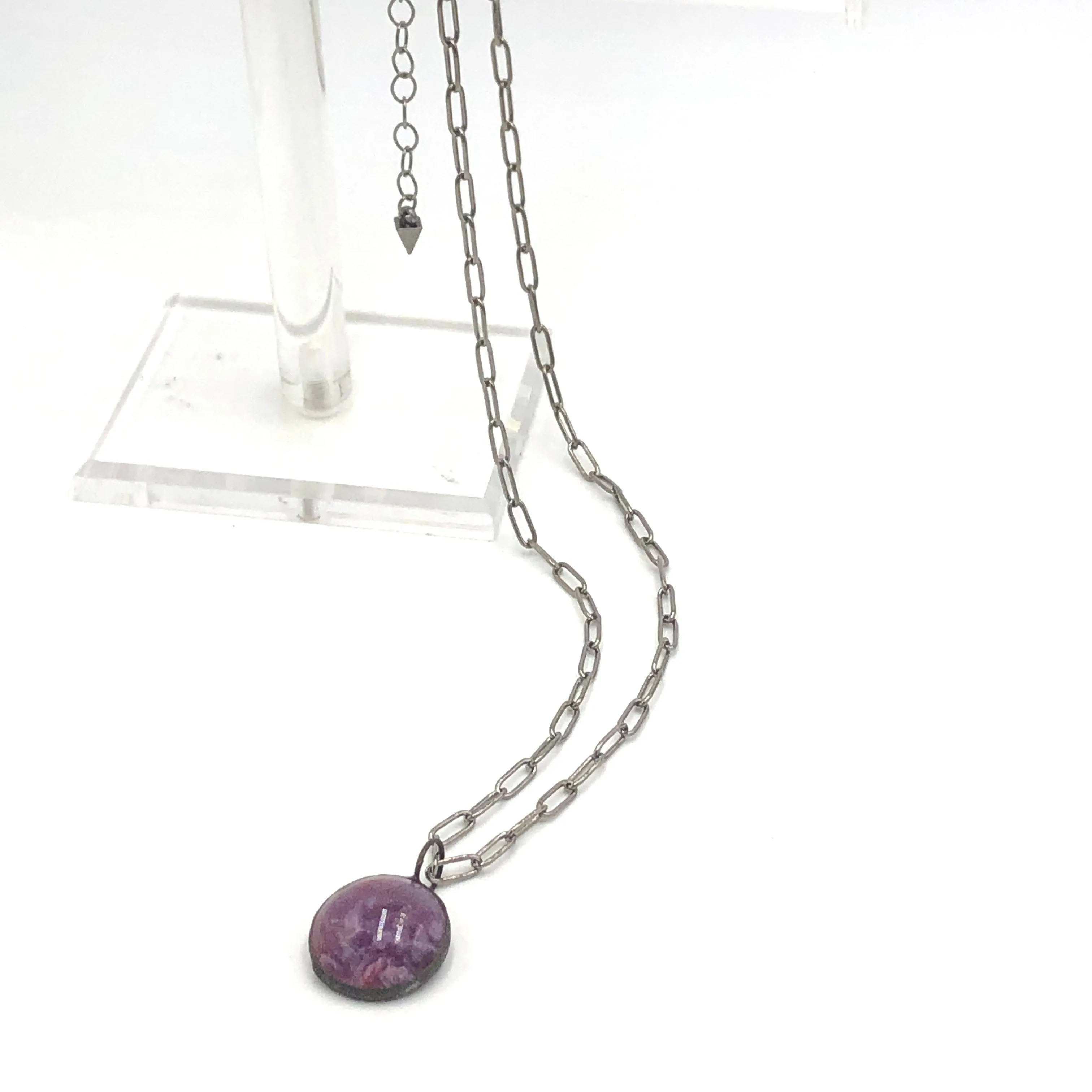 Lavender Gemz Coin & Paperclip Layering Necklace - 24mm