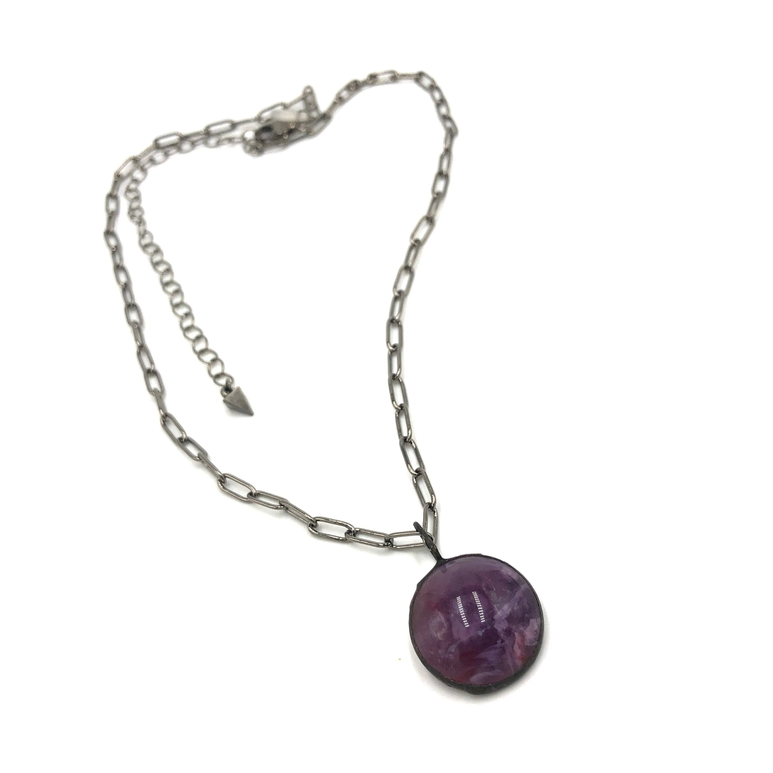 Lavender Gemz Coin & Paperclip Layering Necklace - 24mm