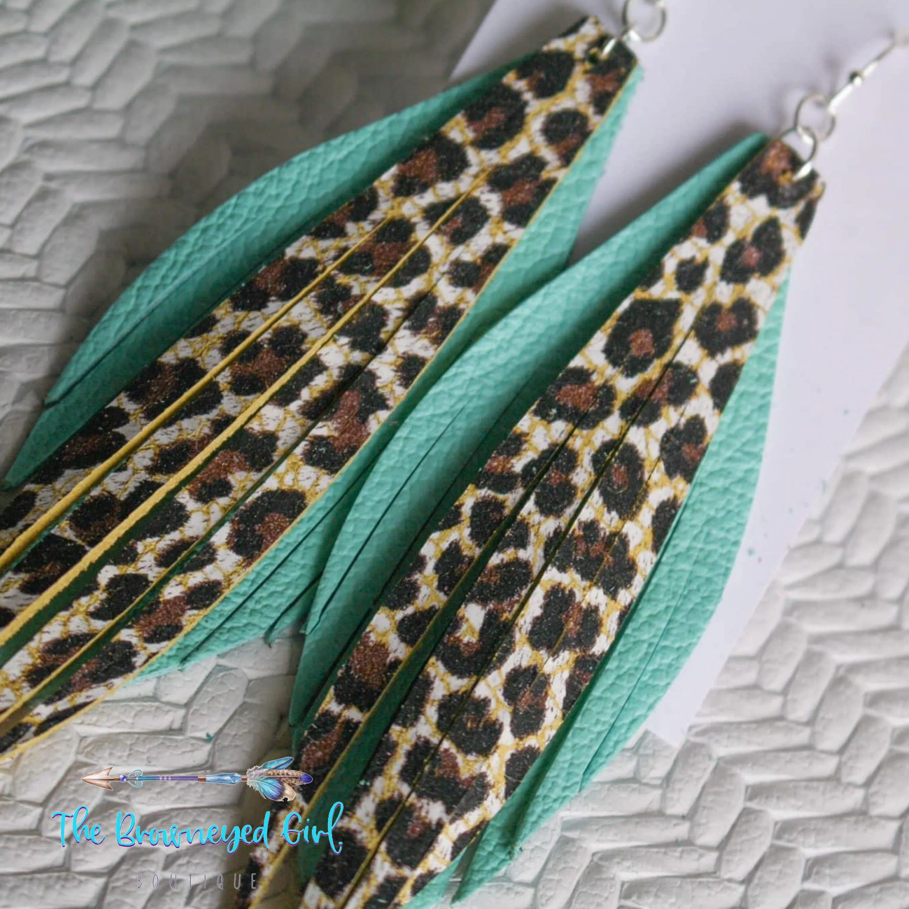 Leopard Leather Hand Made Layered Earrings