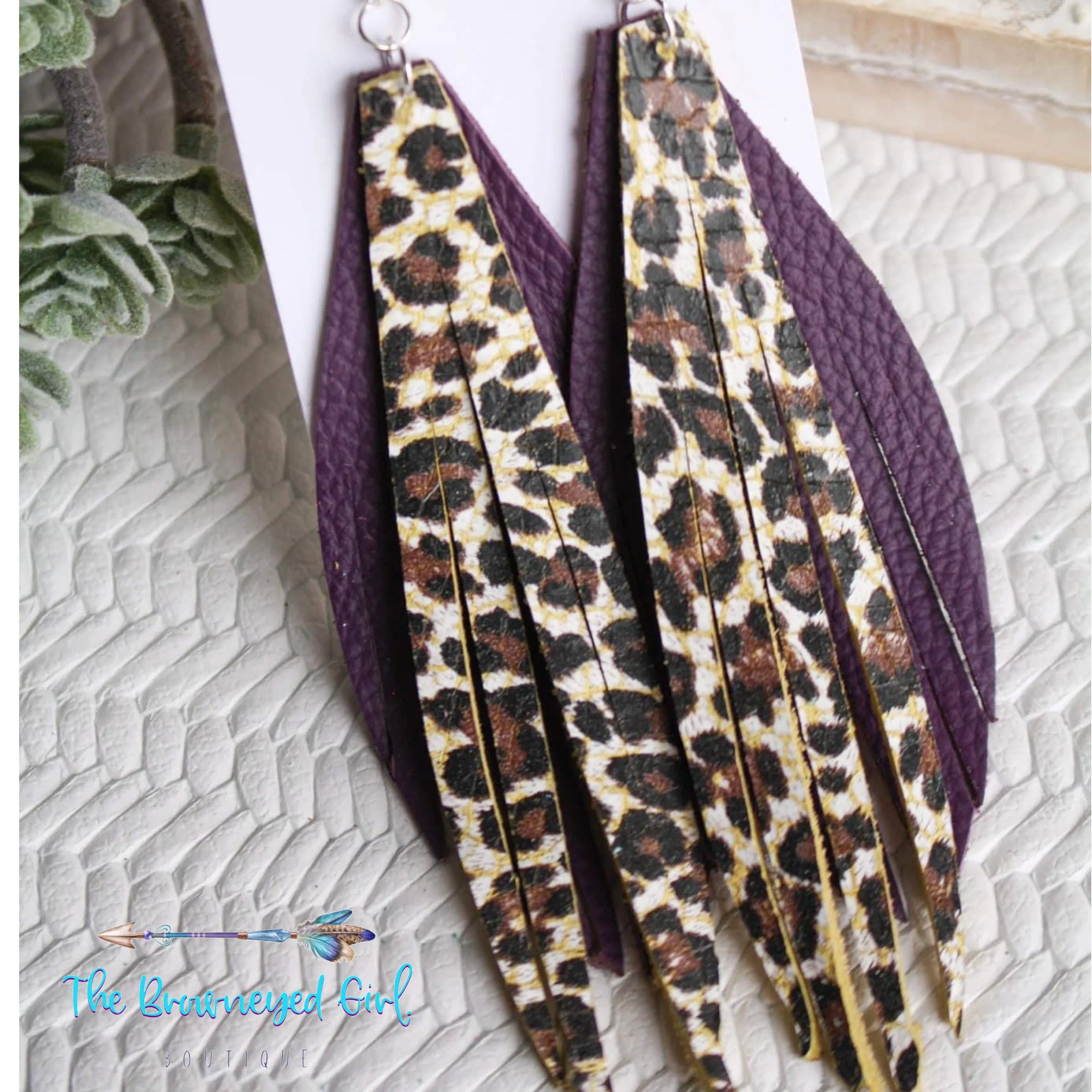 Leopard Leather Hand Made Layered Earrings