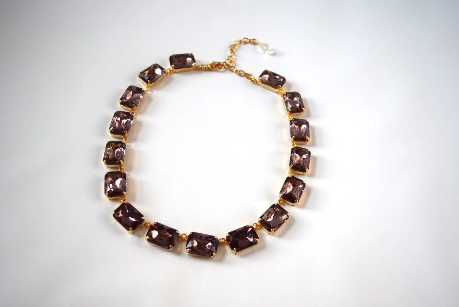 Light Amethyst Purple Collet Necklace - Large Octagon