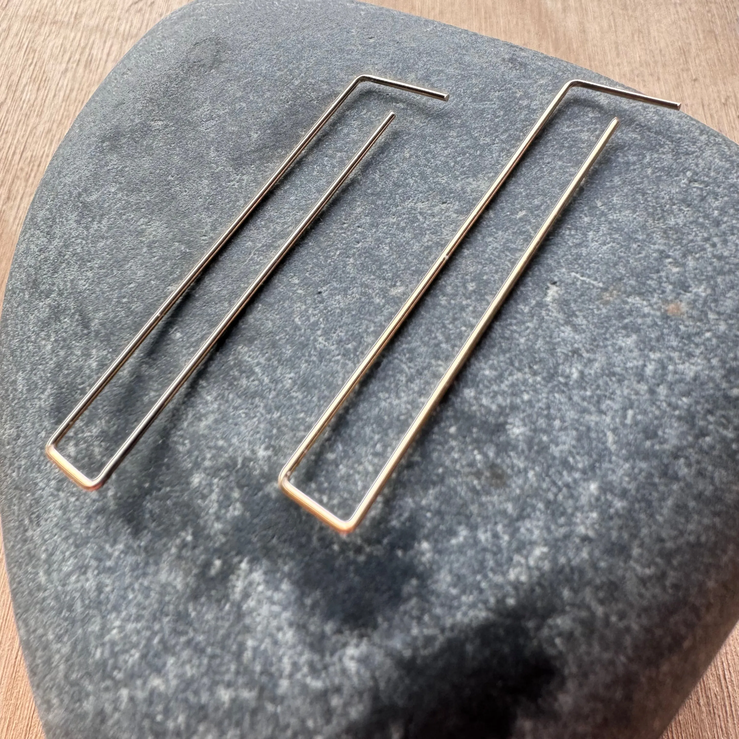 Long Rectangle 14k Gold fill Earrings by 8.6.4 Design