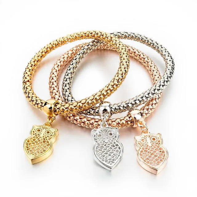 LongWay Ethnic Love Heart Charm Bracelets For Women Gold Color Crystal Chain Bracelets & Bangles With Pendants SBR150160