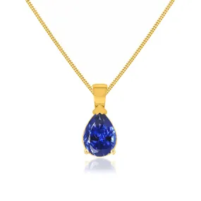 LUCINDA - Pear Blue Sapphire 3 Claw Pendant 18k Yellow Gold