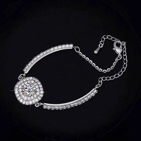 Luminaré 1ct Austrian Crystal Double Halo Bracelet White Gold Plated for Women Special Occasion