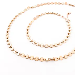 Luna Disc Chain Jewelry Set | Rose Gold