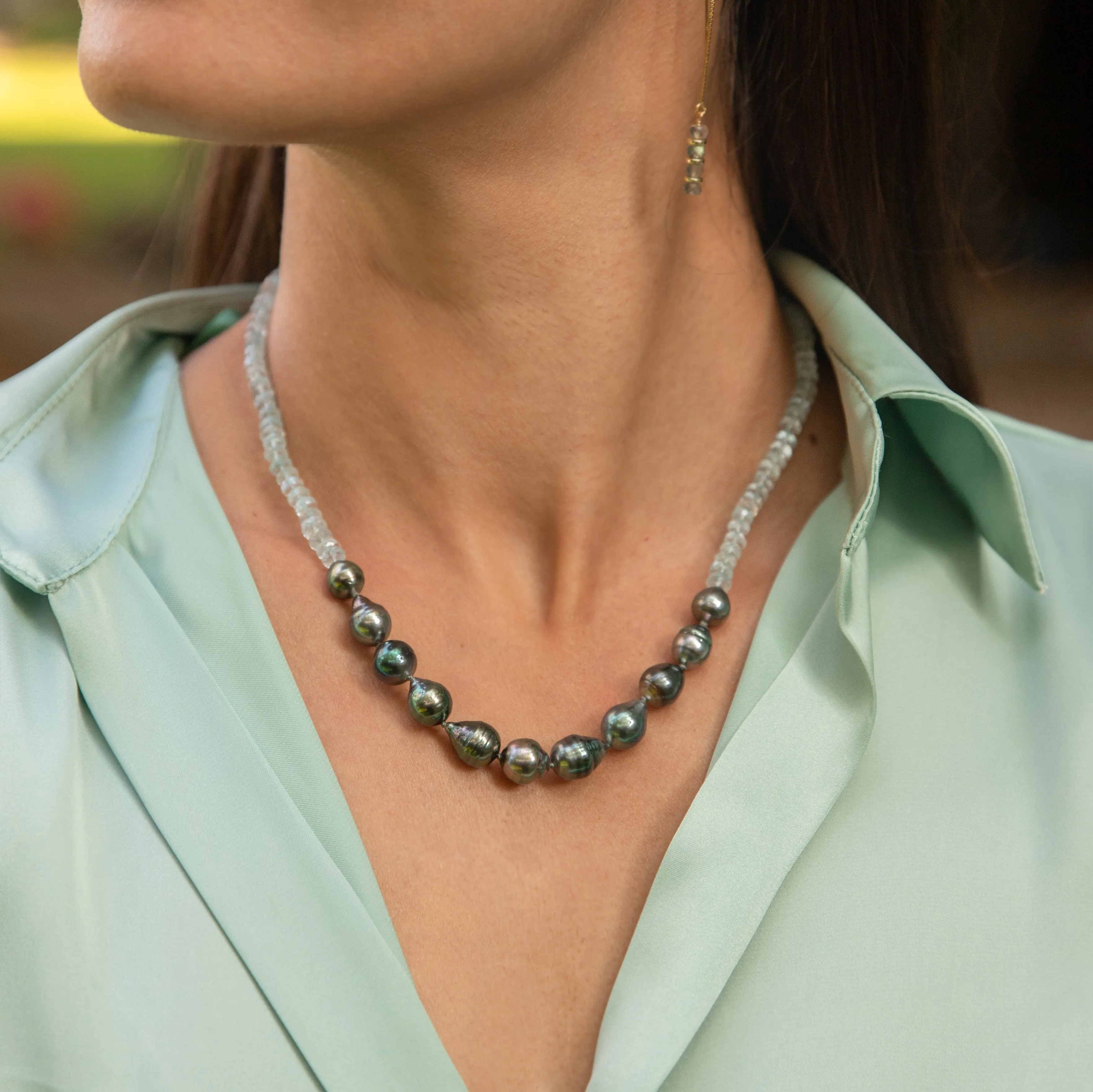 Mana Aquamarine Tahitian Pearl Necklace