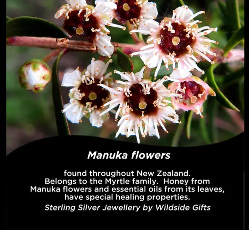 Manuka Flower Sterling Silver Necklace With Amethyst Center