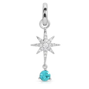 March Aquamarine Birthstone Charm - Star