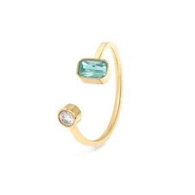 March Aquamarine Birthstone Ring - Yellow Gold