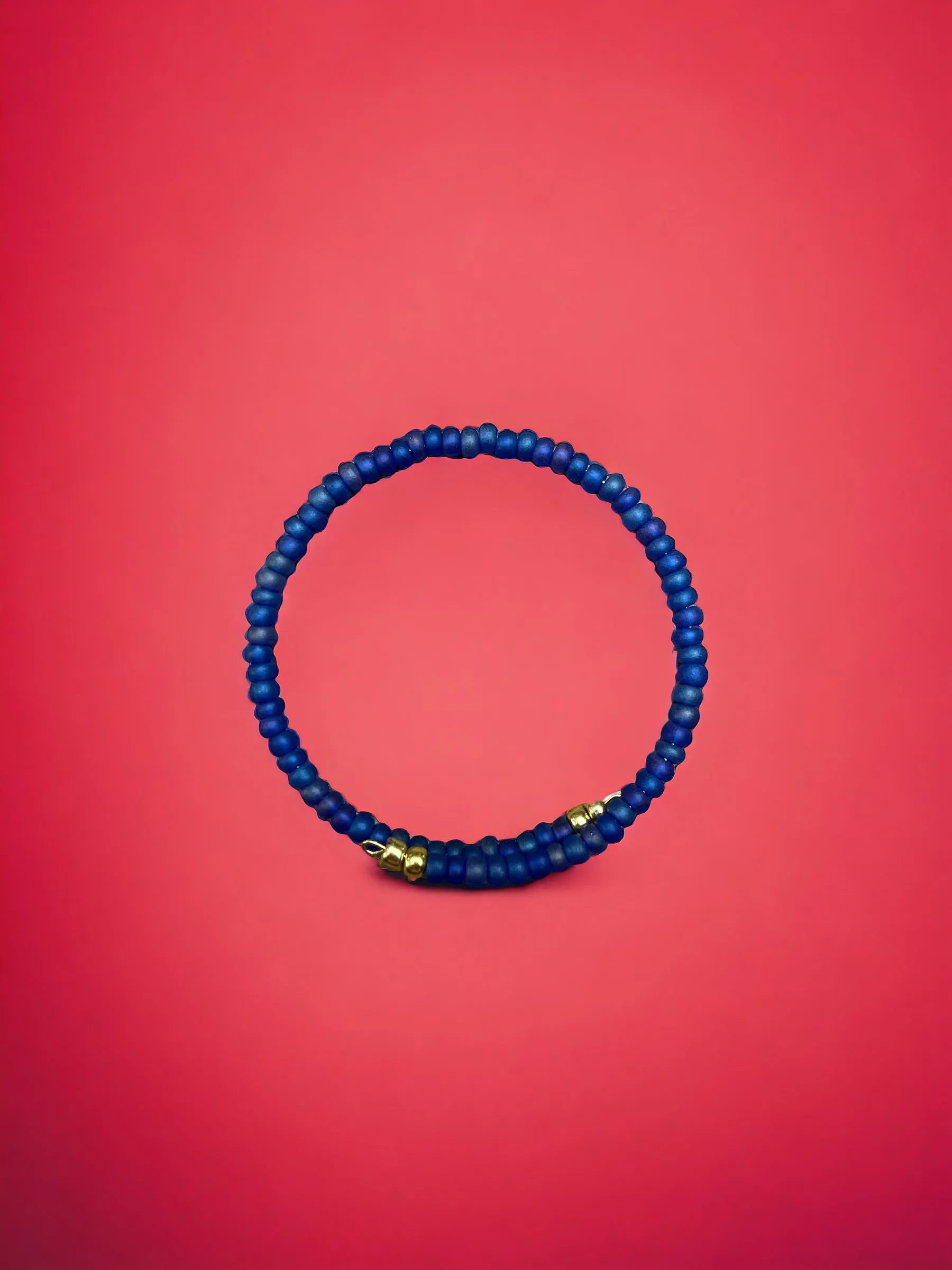 Matte Dark Blue Beaded Bracelet