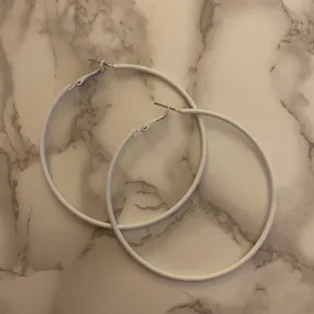 Matte White Hoop Earrings