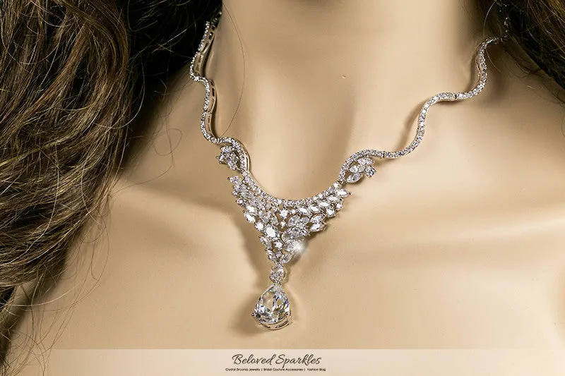 Melita Ornament Dangle Necklace | 60 Carat | Cubic Zirconia