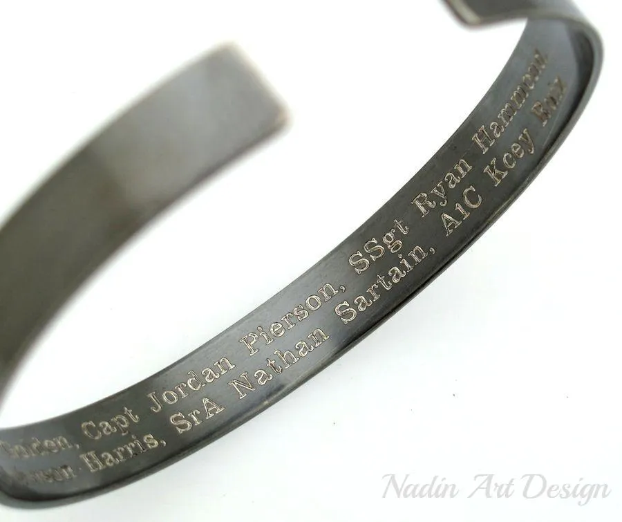 Memorial bracelet - Remembrance Cuff - Personalized SSgt Jewelry