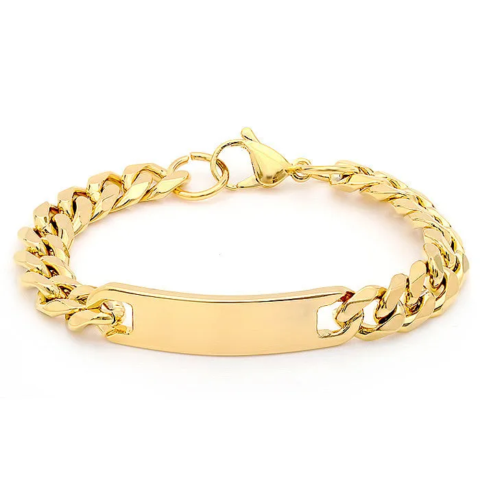 Men's 18kt Gold Plated Stainless Steel Cuban Chain Bracelet