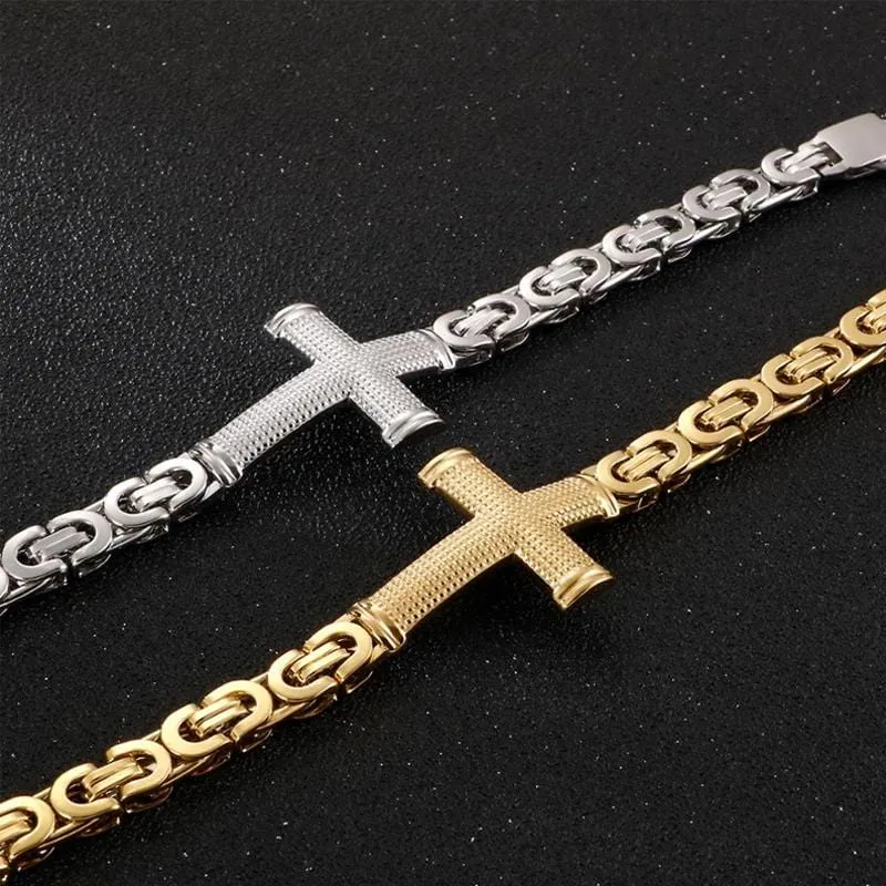 Men's Cross Bracelet <br> Vintage Cross Link Chain