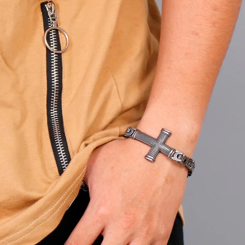 Men's Cross Bracelet <br> Vintage Cross Link Chain