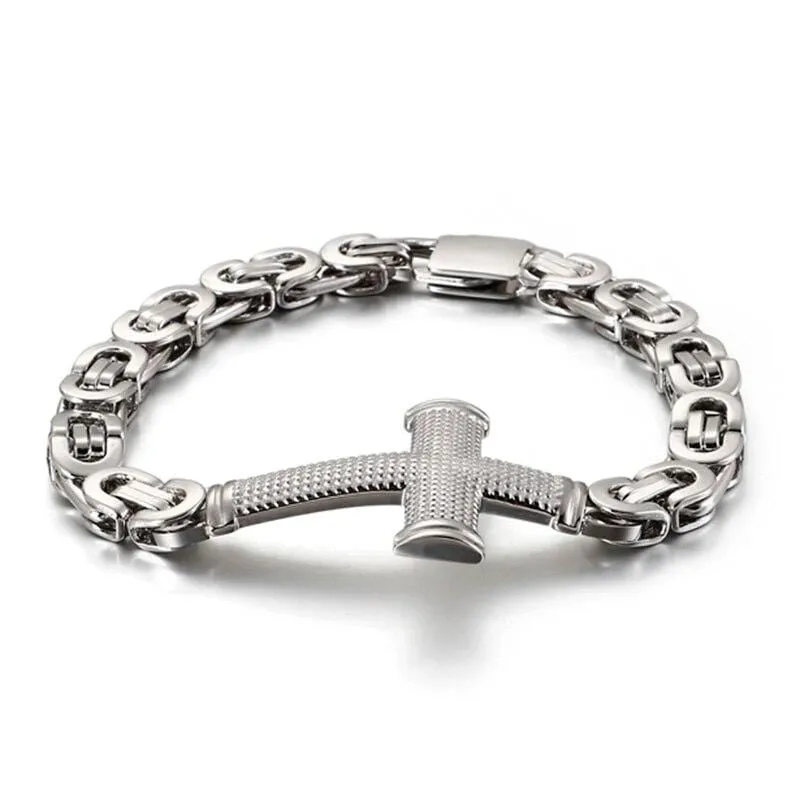 Men's Cross Bracelet <br> Vintage Cross Link Chain