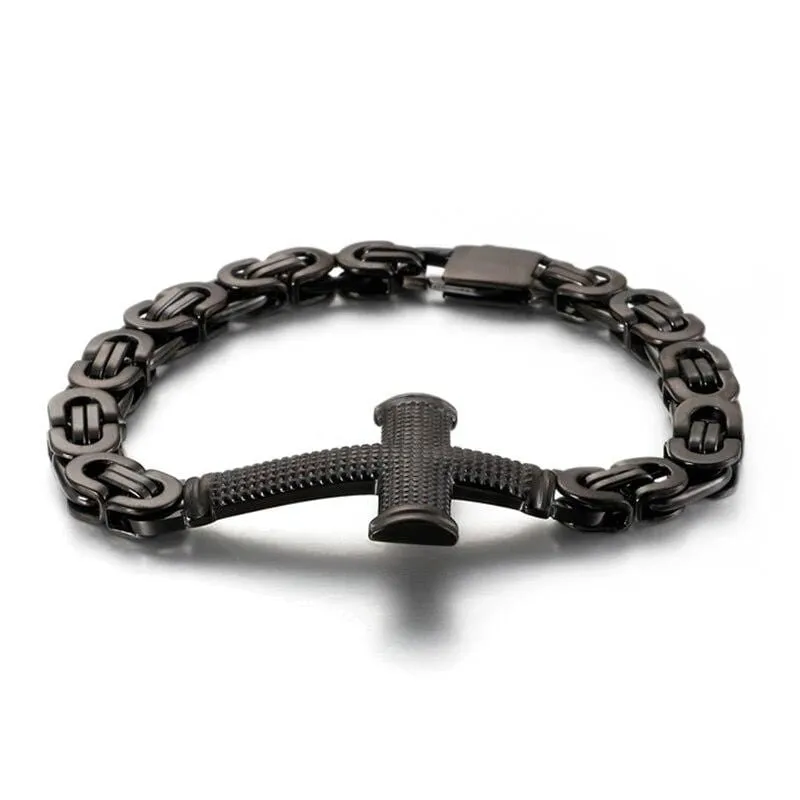 Men's Cross Bracelet <br> Vintage Cross Link Chain