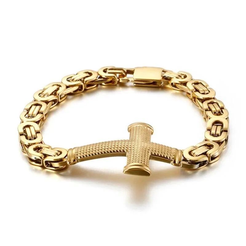 Men's Cross Bracelet <br> Vintage Cross Link Chain