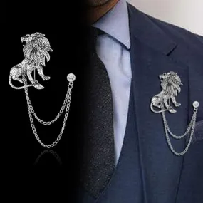 Men's Domineering Lion Chain Brooch