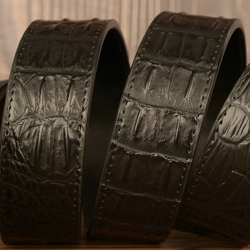 Men's Lion Head Alligator Pattern Leather Belt