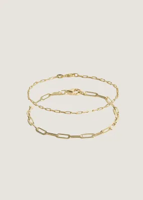 Micro & Paperclip Link Chain Bracelet Stack