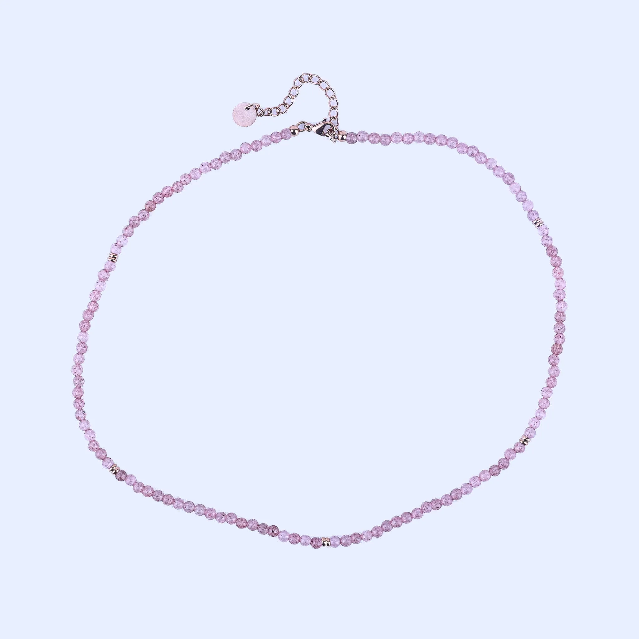 MICRO GEMSTONE NECKLACE - PINK QUARTZ