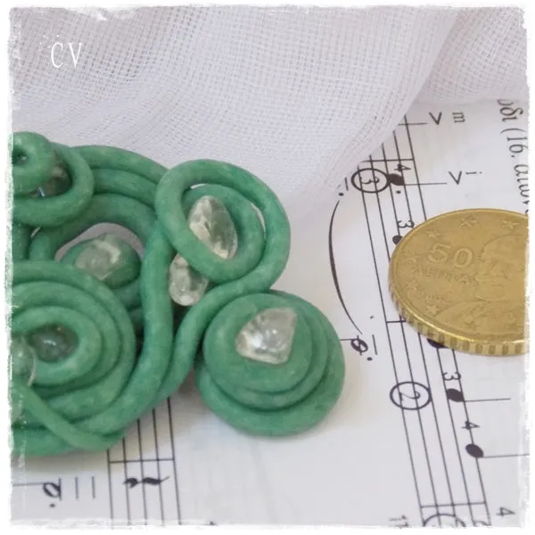 Mint Green Spiral Brooch