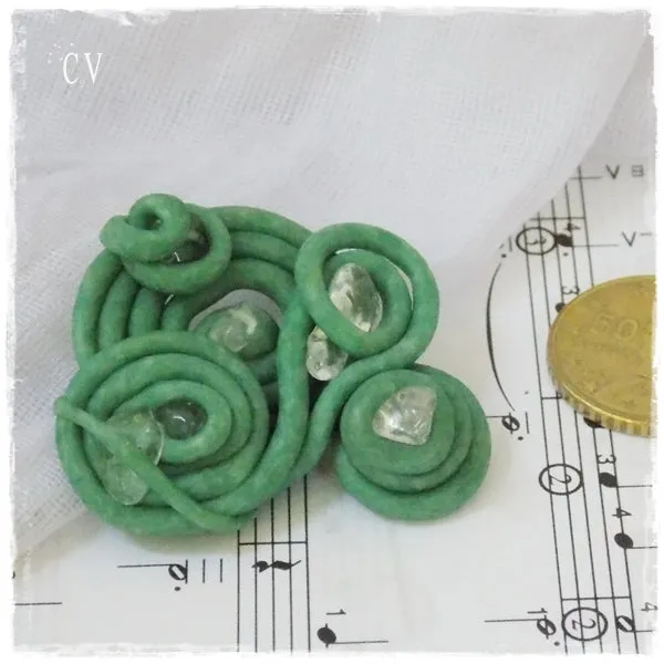 Mint Green Spiral Brooch