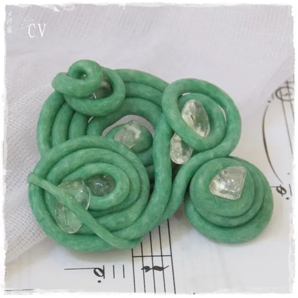 Mint Green Spiral Brooch