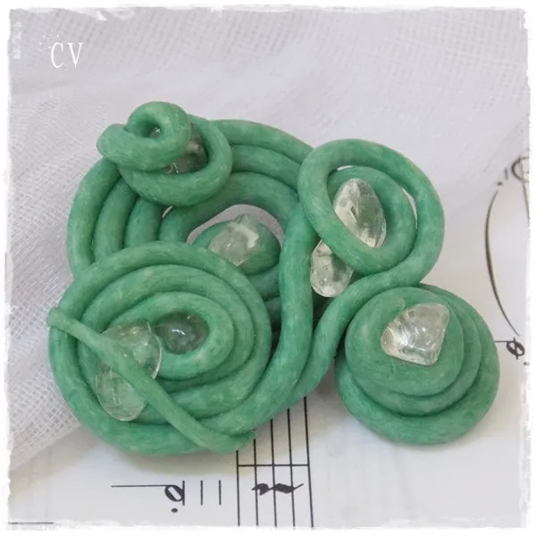 Mint Green Spiral Brooch