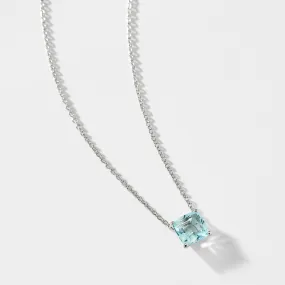 MODERN LOVE LARGE CUSHION CUT AQUA NECKLACE