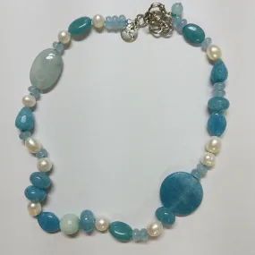 MOKO NECKLACE AMAZONITE JADE PEARLS