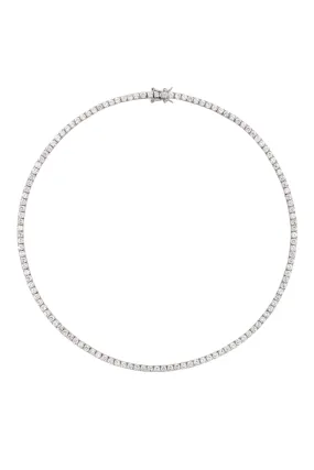 Moss Round Cut 3mm 4-prong Lab-grown White Sapphire Silver Rivière Necklace