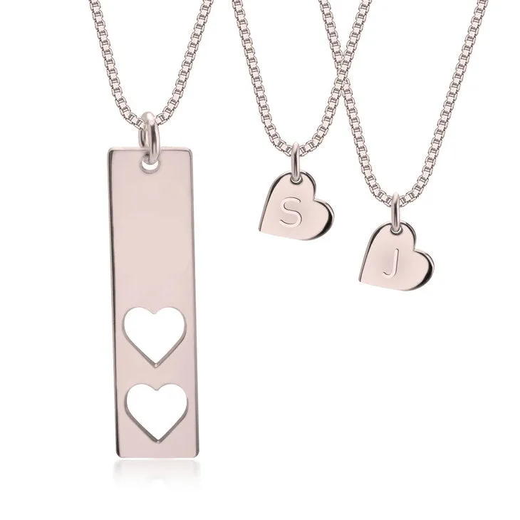 Mother and Daughter Necklace Rose Gold Plated